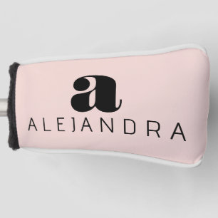Modern Bold Blush Roze Monogram Naam Golfheadcover