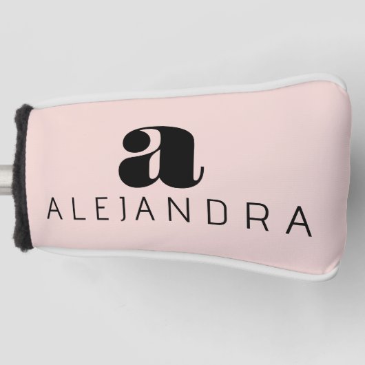 Modern Bold Blush Roze Monogram Naam Golfheadcover (Voorkant)