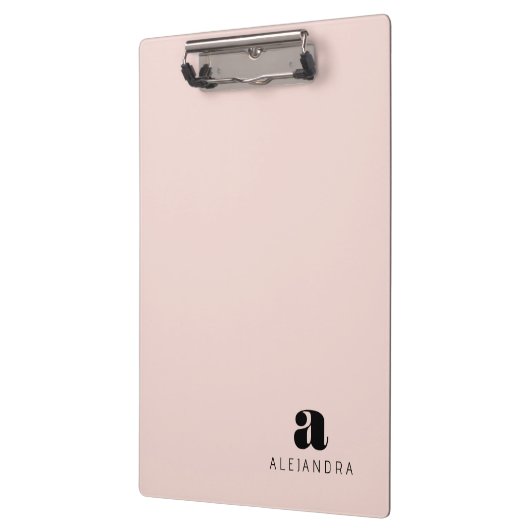 Modern Bold Blush Roze Monogram Naam Klembord (Links)