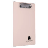 Modern Bold Blush Roze Monogram Naam Klembord (Rechts)