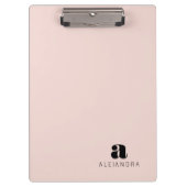 Modern Bold Blush Roze Monogram Naam Klembord (Voorkant)