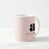 Modern Bold Blush Roze Monogram Naam Koffiemok (Voorkant rechts)