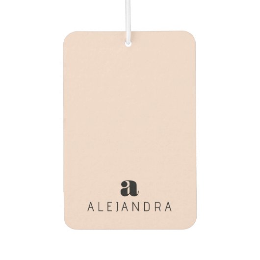 Modern Bold Blush Roze Monogram Naam Luchtverfrisser (Voorkant)