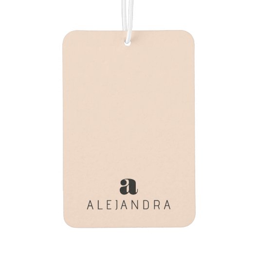 Modern Bold Blush Roze Monogram Naam Luchtverfrisser (Achterkant)