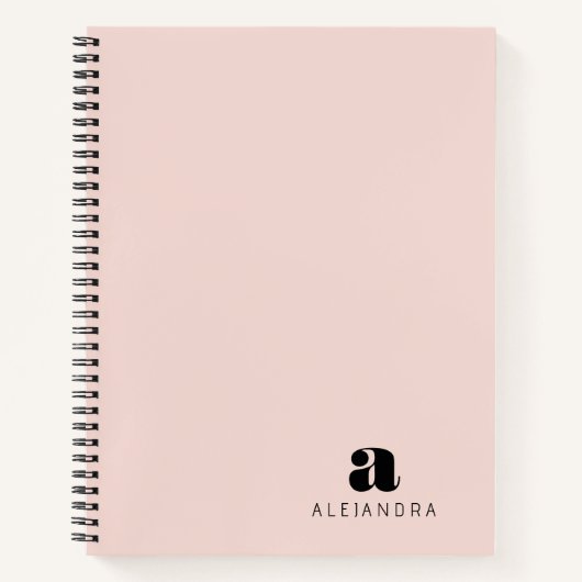 Modern Bold Blush Roze Monogram Naam Notitieboek (Voorkant)