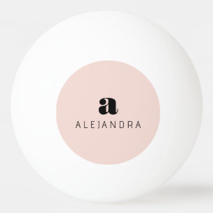 Modern Bold Blush Roze Monogram Naam Pingpongbal