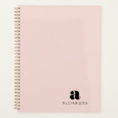 Modern Bold Blush Roze Monogram Naam Planner (Voorkant)