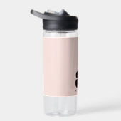 Modern Bold Blush Roze Monogram Naam Waterfles (Rechts)