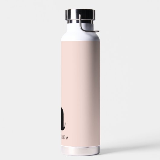 Modern Bold Blush Roze Monogram Naam Waterfles (Links)