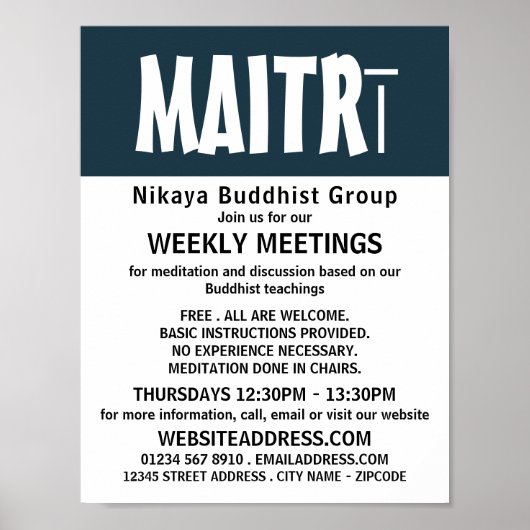 Modern Bold, Boeddhistische Groep Adverteren Poster (Voorkant)