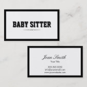 Modern Bold Border Baby Sitter Visitekaartje (Voorkant / Achterkant)