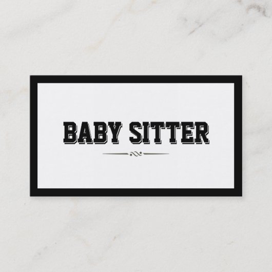 Modern Bold Border Baby Sitter Visitekaartje (Voorkant)