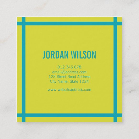 Modern Bold Border Levendig Blauw en Groen Vierkante Visitekaartje (Achterkant)