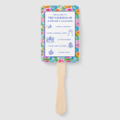 Modern Bold Bright Colorful Floral Wedding Program Handwaaier (Voorkant)