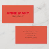 Modern Bold Bright Sinaasappel Zwart Haar Stylist  Visitekaartje (Voorkant / Achterkant)