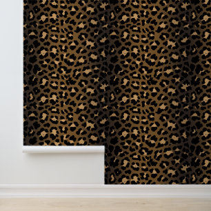 Modern Bold Brown en Cream Leopard Print Behang