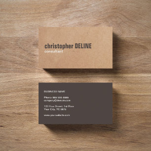 Modern Bold Brown White Printed Kraft Consultant Visitekaartje