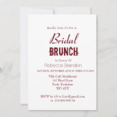 Modern Bold Burgundy Bridal Brunch Kaart (Voorkant)