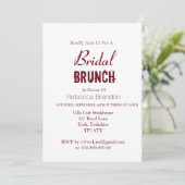 Modern Bold Burgundy Bridal Brunch Kaart (Staand voorkant)
