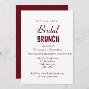 Modern Bold Burgundy Bridal Brunch Kaart