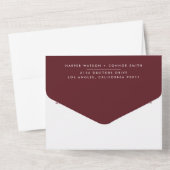 Modern Bold Burgundy Maroon Monogram Weddenschap All In One Uitnodiging (Achterkant)