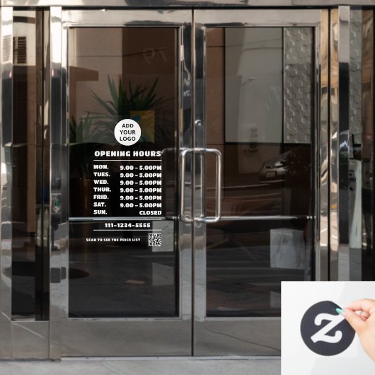 Modern Bold Business Openingstijden logo code Raamsticker (Kantoordeur)