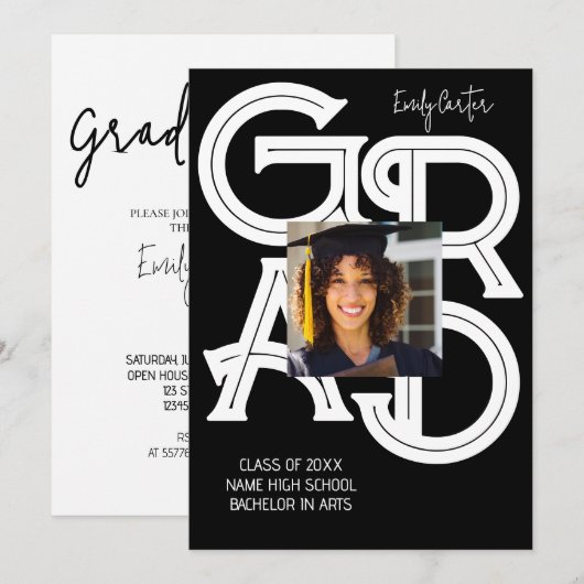 Modern Bold Calligraphy Afstuderen Kaart (Voorkant / Achterkant)