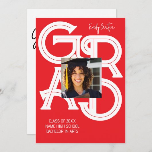 Modern Bold Calligraphy Afstuderen Kaart (Voorkant / Achterkant)