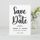 Modern Bold Casual Red Script Photo Wedding Retro Save The Date (Staand voorkant)