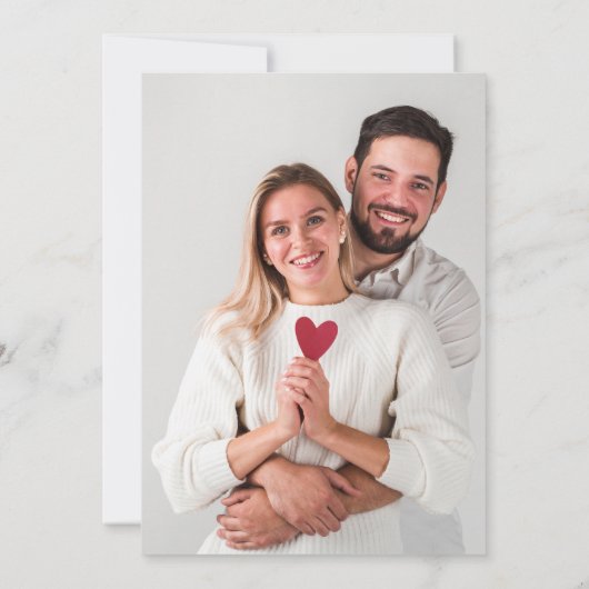 Modern Bold Casual Red Script Photo Wedding Retro Save The Date (Achterkant)