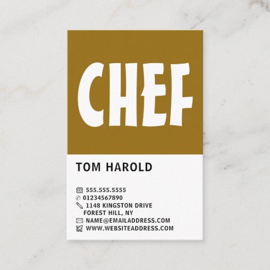 Modern Bold, Chef, Koken Visitekaartje (Voorkant)