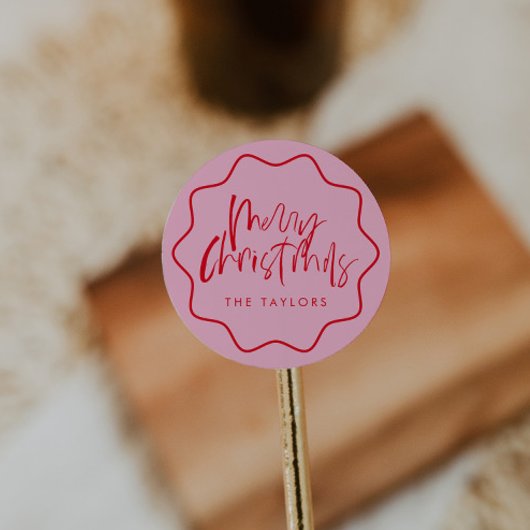 Modern Bold Christmas Envelope Seal Ronde Sticker