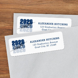 Modern Bold Class 2026 Blue Grad Return Address Etiket