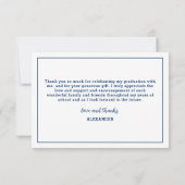Modern Bold Class 2026 Navy Blue Graduation Bedankkaart (Achterkant)