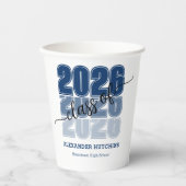 Modern Bold Class 2026 Navy Blue Graduation Party Papieren Bekers (Voorkant)