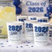 Modern Bold Class 2026 Navy Blue Graduation Party Papieren Bekers