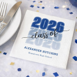 Modern Bold Class 2026 Navy Blue Graduation Party Servet