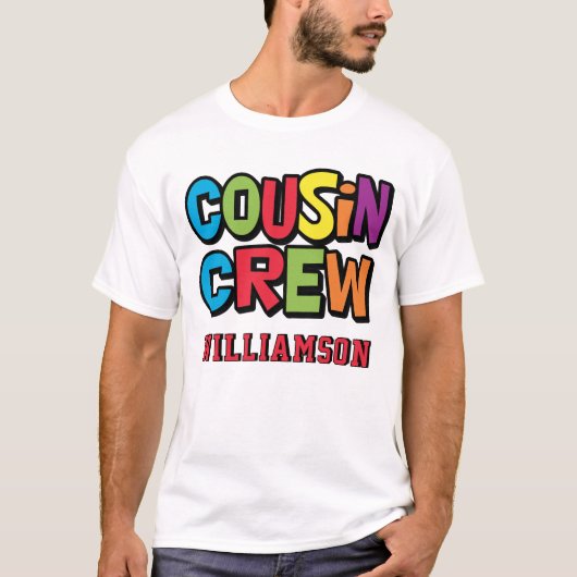 Modern Bold Colorful Cousin Crew Family Reunion T-shirt (Voorkant)