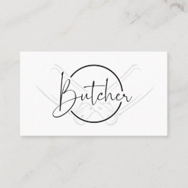 Modern Bold Country Black & White Butcher Logo Visitekaartje