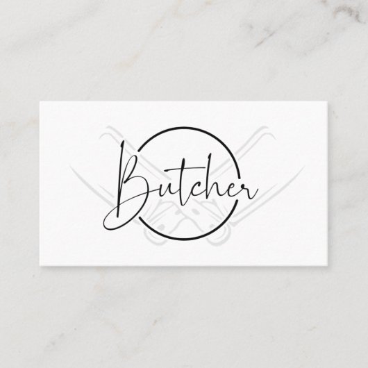 Modern Bold Country Black & White Butcher Logo Visitekaartje (Voorkant)