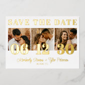 Modern bold date photo wedding save the date folie uitnodiging (Voorkant)