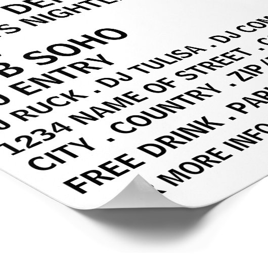 Modern Bold, DJ, Club Event Adverteren Poster (Hoek)