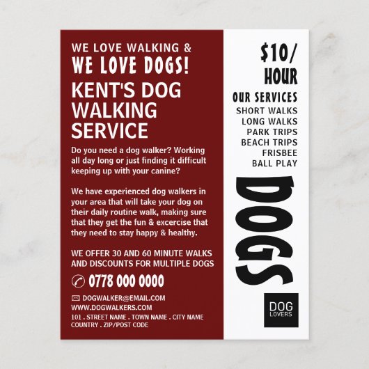 Modern Bold, Dog Walker Service Adverteren Flyer (Voorkant)