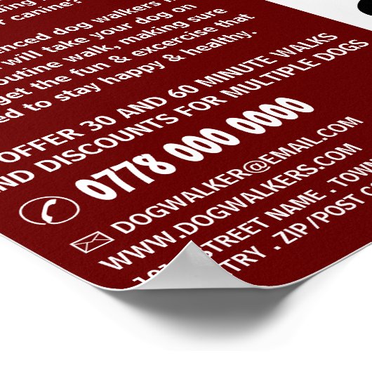 Modern Bold, Dog Walker Service Adverteren Poster (Hoek)