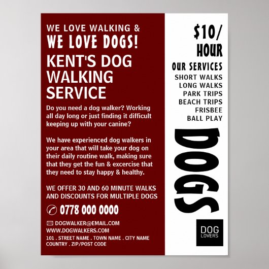 Modern Bold, Dog Walker Service Adverteren Poster (Voorkant)
