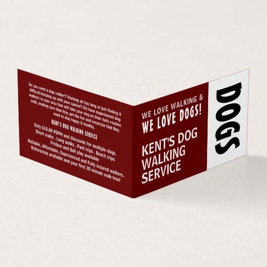 Modern Bold, Dog Walker Service Gedetailleerd Visitekaartje (Buitenkant)