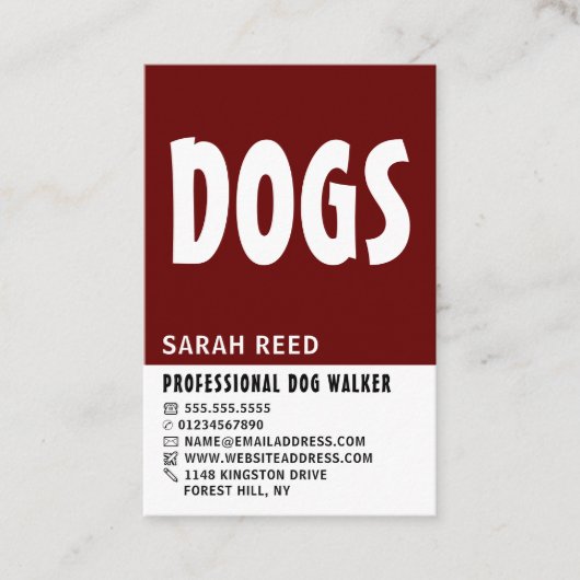 Modern Bold, Dog Walker Visitekaartje (Voorkant)