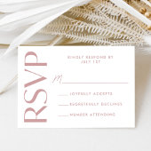 Modern Bold Dusty Roos Typografie Bruiloft RSVP Kaartje