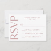 Modern Bold Dusty Roos Typografie Bruiloft RSVP Kaartje (Voorkant)