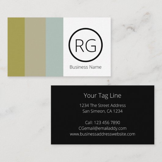 Modern Bold Earthy Tones Monogrammed Personalized Visitekaartje (Voorkant / Achterkant)